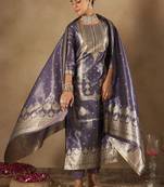 Women Ethnic Motifs Woven Design Kurta with Trousers & With Dupatta