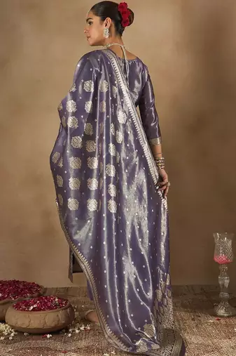 Women Ethnic Motifs Woven Design Kurta with Trousers & With Dupatta