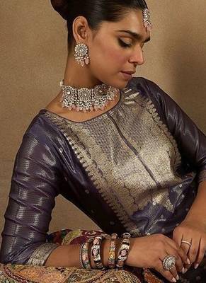 Women Ethnic Motifs Woven Design Kurta with Trousers & With Dupatta 7