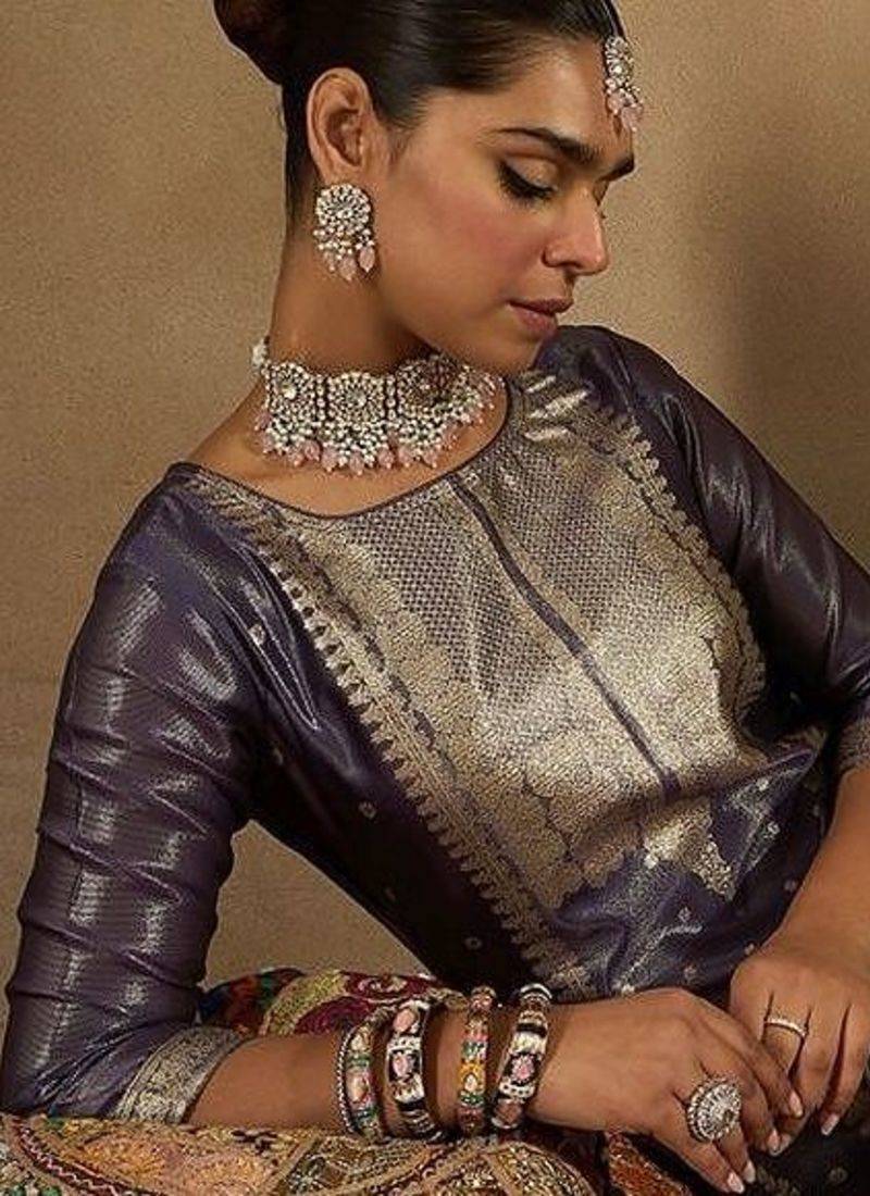 Women Ethnic Motifs Woven Design Kurta with Trousers & With Dupatta