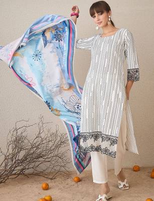 Women Geometric Printed Kurta with Trousers & Dupatta 5
