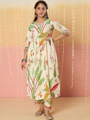 Women Ethnic Motifs Printed Panelled Pure Cotton Kurta with Trousers & Dupatta 3