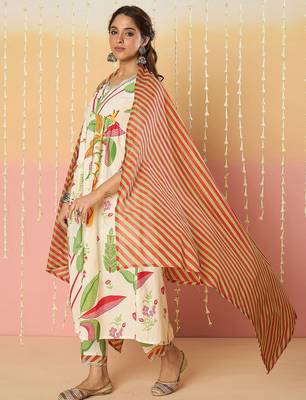 Women Ethnic Motifs Printed Panelled Pure Cotton Kurta with Trousers & Dupatta 6
