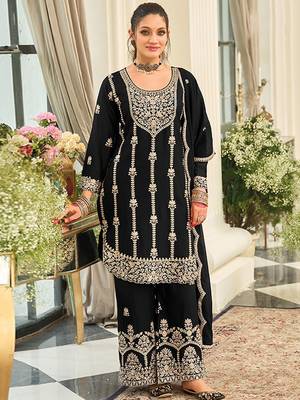Women Ethnic Motifs Embroidered Kurta with Palazzo & Dupatta 1