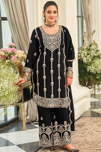 Women Ethnic Motifs Embroidered Kurta with Palazzo & Dupatta