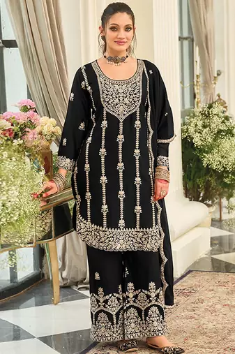 Women Ethnic Motifs Embroidered Kurta with Palazzo & Dupatta