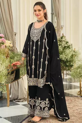 Women Ethnic Motifs Embroidered Kurta with Palazzo & Dupatta
