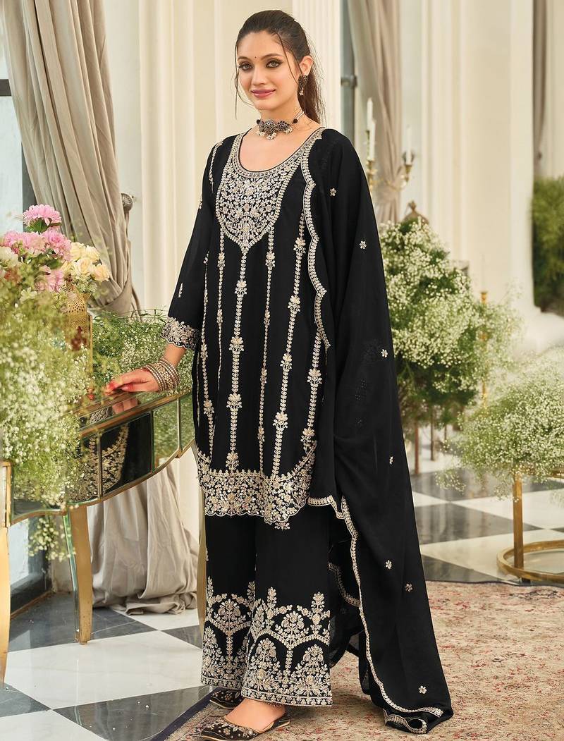 Women Ethnic Motifs Embroidered Kurta with Palazzo & Dupatta