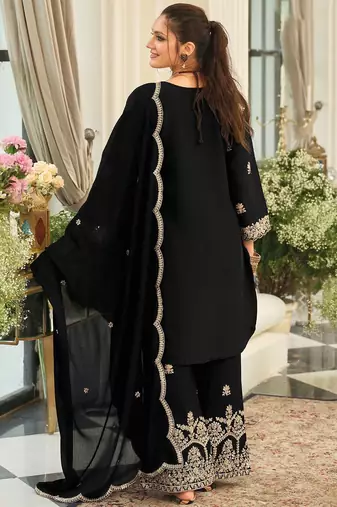 Women Ethnic Motifs Embroidered Kurta with Palazzo & Dupatta