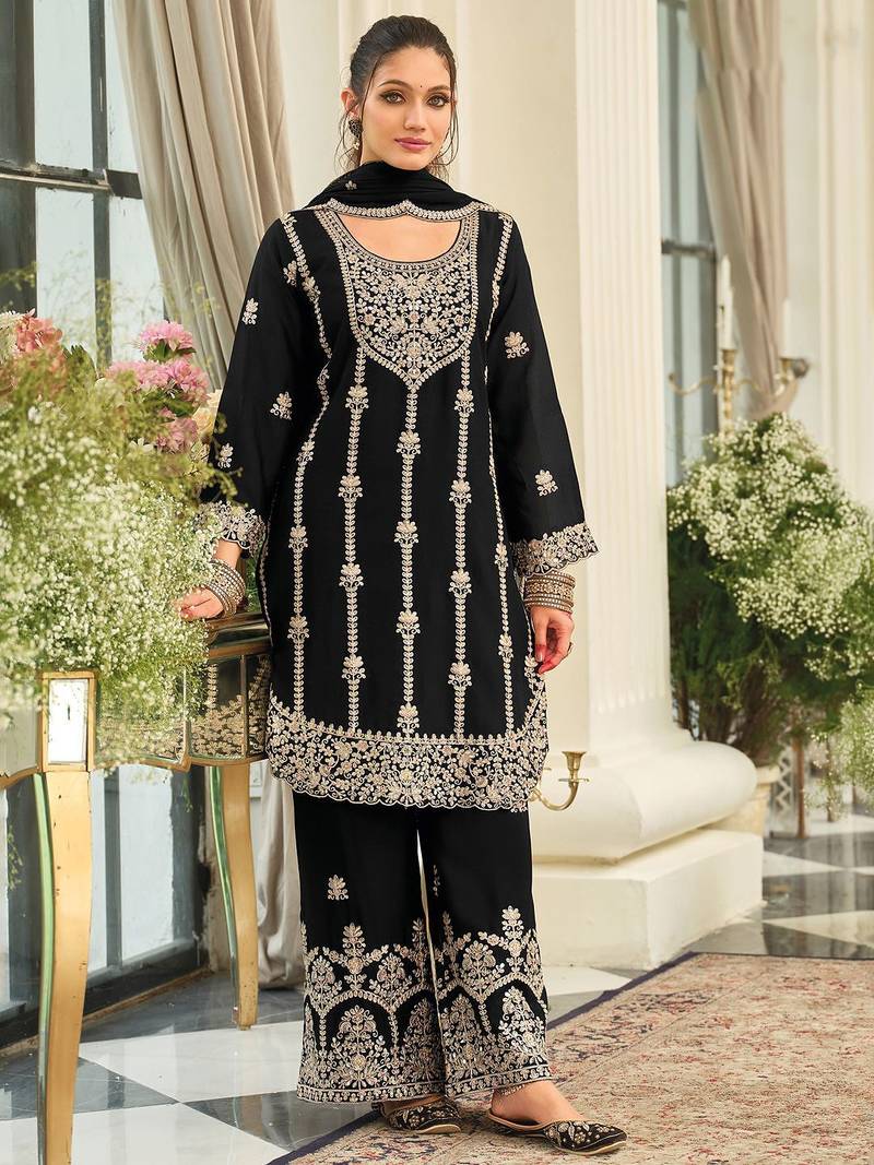 Women Ethnic Motifs Embroidered Kurta with Palazzo & Dupatta