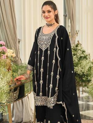 Women Ethnic Motifs Embroidered Kurta with Palazzo & Dupatta 6