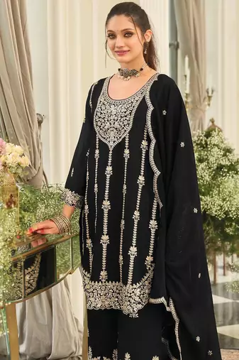 Women Ethnic Motifs Embroidered Kurta with Palazzo & Dupatta
