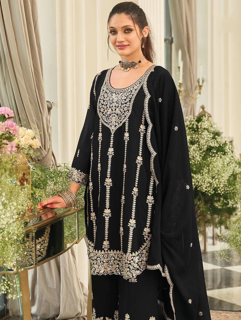 Women Ethnic Motifs Embroidered Kurta with Palazzo & Dupatta