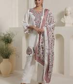 Women Ethnic Motifs Embroidered Regular Kurta with Palazzos & Dupatta