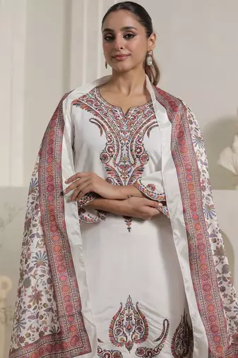 Women Ethnic Motifs Embroidered Regular Kurta with Palazzos & Dupatta