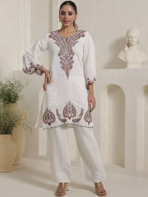 Women Ethnic Motifs Embroidered Regular Kurta with Palazzos & Dupatta 4