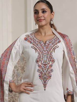 Women Ethnic Motifs Embroidered Regular Kurta with Palazzos & Dupatta 5