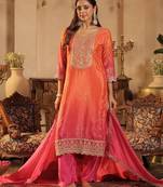 Bandhani Printed Straight Sequinned Kurta With Trousers & Dupatta