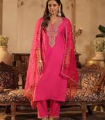 Women Ethnic Motifs Embroidered Regular Sequinned Kurta with Trousers & Dupatta