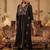 Floral Embroidered Pleated V-Neck Thread Work A-Line Kurta with Trousers