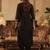Floral Embroidered Pleated V-Neck Thread Work A-Line Kurta with Trousers