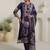 Motif Printed Notch Neck Chinon Mirror Work Straight Kurta & Palazzo With Dupatta