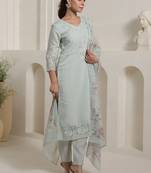 Women Floral Embroidered Beads and Stones Kurta with Trousers & Dupatta