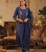 Women Paisley Embroidered Sequinned Kurta with Trousers & Dupatta