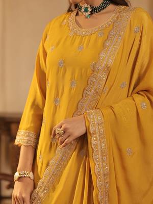 Women Ethnic Motifs Embroidered Regular Sequinned Kurta Set With Dupatta 6