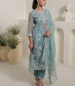 Women Floral Embroidered Kurta with Trousers & Dupatta
