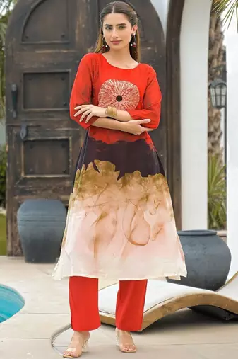 Women Printed Regular Pure Cotton Kurta with Trousers