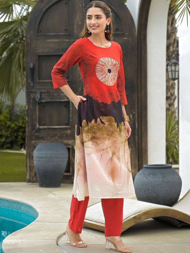 Women Printed Regular Pure Cotton Kurta with Trousers