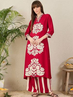 Geometric Printed V-Neck Straight Kurta & Palazzos 1