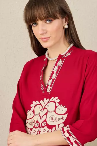 Geometric Printed V-Neck Straight Kurta & Palazzos