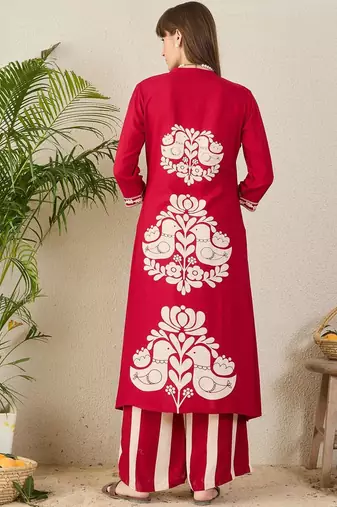 Geometric Printed V-Neck Straight Kurta & Palazzos