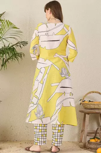 Women Ethnic Motifs Printed V Neck Pure Cotton Kurta with Trousers