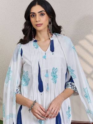 Women Ethnic Motifs Printed Regular Pure Cotton Kurta with Trousers & With Dupatta 1