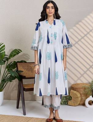 Women Ethnic Motifs Printed Regular Pure Cotton Kurta with Trousers & With Dupatta 2