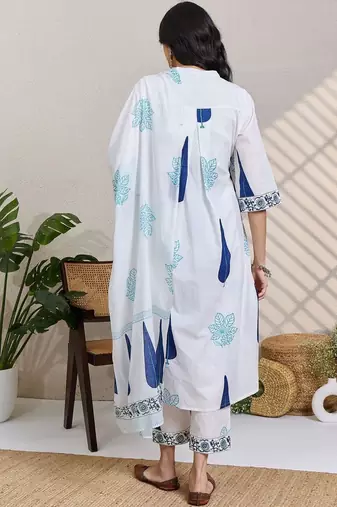 Women Ethnic Motifs Printed Regular Pure Cotton Kurta with Trousers & With Dupatta