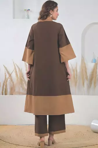 Embroidered A-Line Pure Cotton Kurta With Palazzos