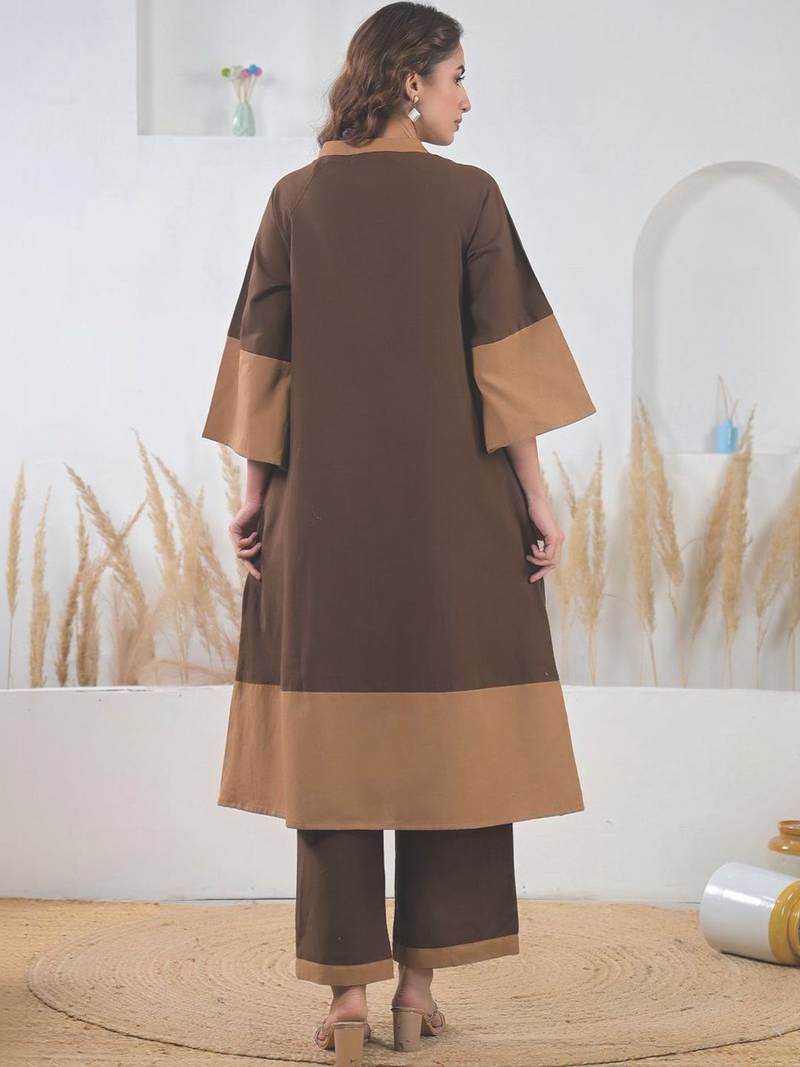 Embroidered A-Line Pure Cotton Kurta With Palazzos
