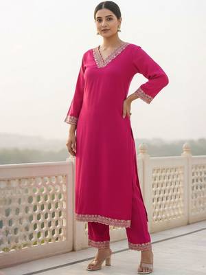 Women Ethnic Motifs Embroidered Regular Thread Work Kurta with Trousers 2