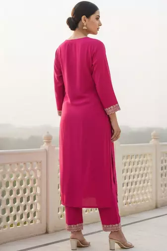 Women Ethnic Motifs Embroidered Regular Thread Work Kurta with Trousers
