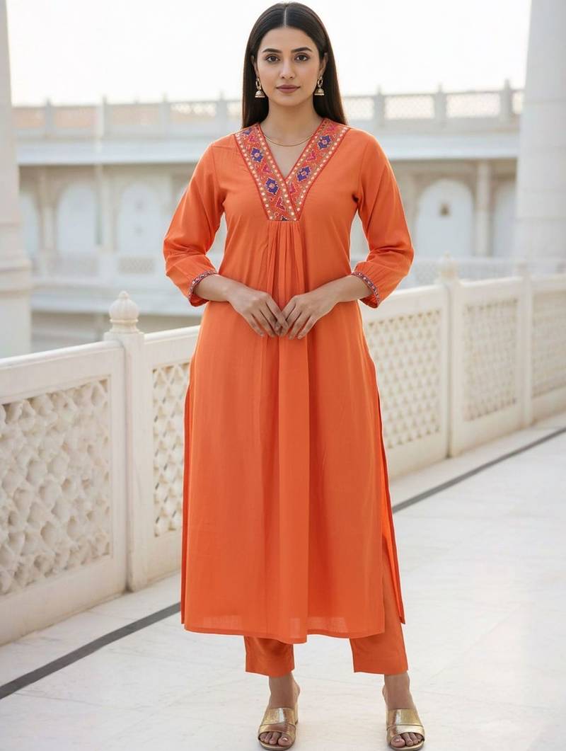 Women Ethnic Motifs Embroidered Kurta Set