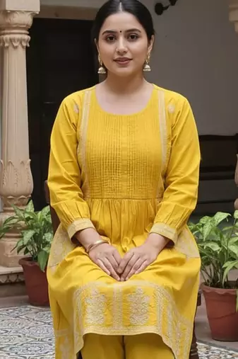Women Ethnic Motifs Embroidered Pure Cotton Kurta with Trousers