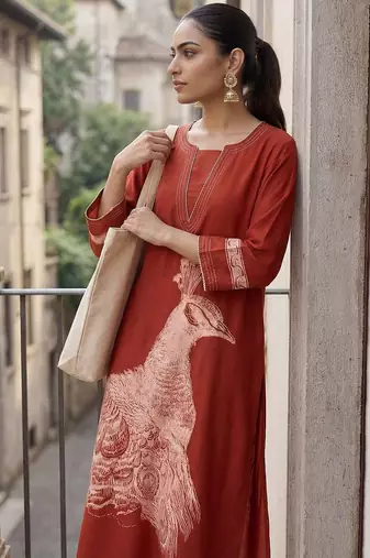 Printed A-Line Kurta With Palazzo & Dupatta Kurta Set