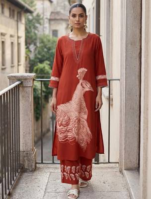 Printed A-Line Kurta With Palazzo & Dupatta Kurta Set 2