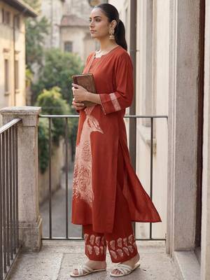 Printed A-Line Kurta With Palazzo & Dupatta Kurta Set 4