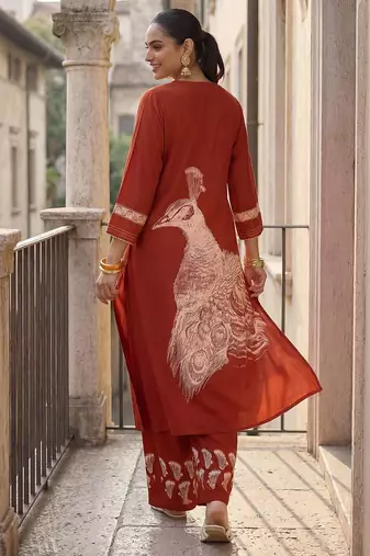 Printed A-Line Kurta With Palazzo & Dupatta Kurta Set