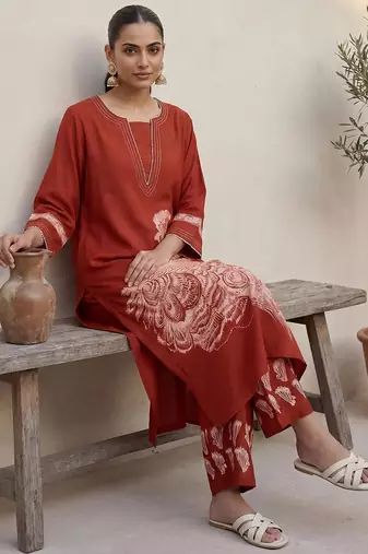 Printed A-Line Kurta With Palazzo & Dupatta Kurta Set